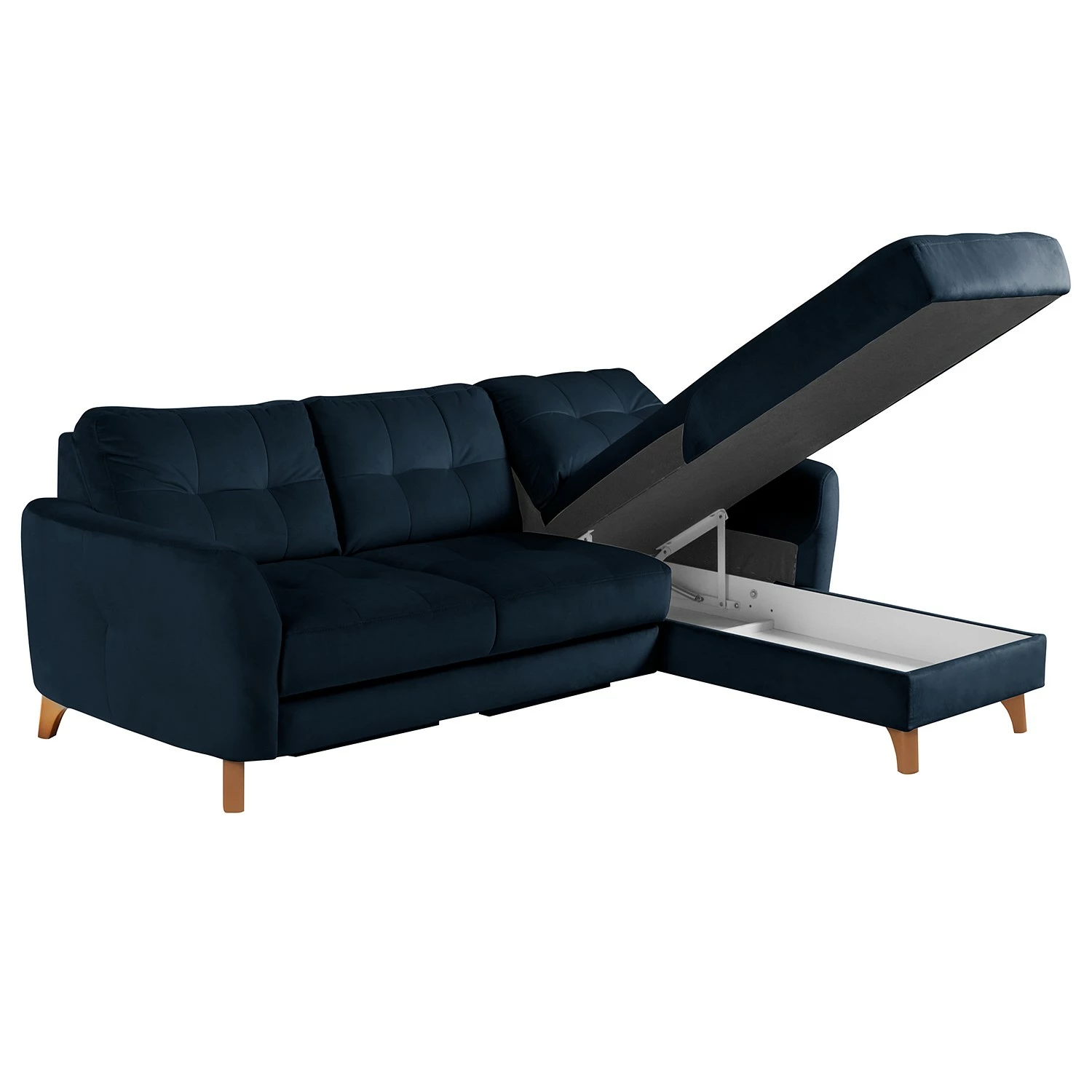 Loftscape Ecksofa Heimari I - Samt Safa: Dunkelblau - Longchair davorstehend rechts - Mit Schlaffunktion 4 Loftscape Ecksofa Heimari I - Samt Safa: Dunkelblau - Longchair davorstehend rechts - Mit Schlaffunktion – Bild 4