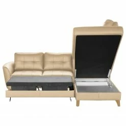Loftscape Ecksofa Heimari II - Echtleder Mabel: Warmes Beige - Ottomane davorstehend rechts - Mit Schlaffunktion -Wohnzimmermöbel boutique en ligne 1000263646 210611 13301700127 DETAILS P000000001000263646