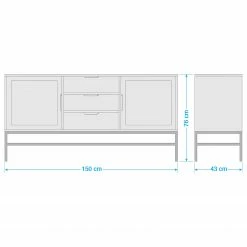 Jack & Alice Sideboard Puyo - Akazie massiv / Metall - Akazie / Gold -Wohnzimmermöbel boutique en ligne 1000264972 220118 131413000517 SKETCH DETAILS P000000001000264972 sketch