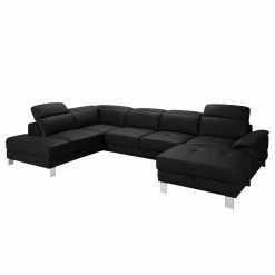 Loftscape Wohnlandschaft Bussy - Echtleder - Echtleder Moja: Schwarz - Longchair davorstehend rechts / Ottomane links - Mit Schlaffunktion -Wohnzimmermöbel boutique en ligne 1000266810 210527 11183900578 DETAILS P000000001000266810