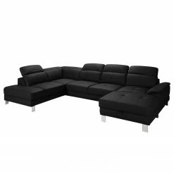 Loftscape Wohnlandschaft Bussy - Echtleder - Echtleder Moja: Schwarz - Longchair davorstehend rechts / Ottomane links - Mit Schlaffunktion -Wohnzimmermöbel boutique en ligne 1000266810 210527 11183900579 DETAILS P000000001000266810