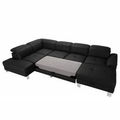 Loftscape Wohnlandschaft Bussy - Echtleder - Echtleder Moja: Schwarz - Longchair davorstehend rechts / Ottomane links - Mit Schlaffunktion -Wohnzimmermöbel boutique en ligne 1000266810 210527 11184000580 DETAILS P000000001000266810