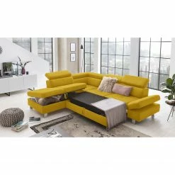 Loftscape Ecksofa Calau - Microfaser - Microfaser Enza: Senfgelb - Ottomane davorstehend links - Mit Schlaffunktion -Wohnzimmermöbel boutique en ligne 1000266833 210527 11192600803 MOOD DETAILS P000000001000266833 mood