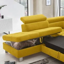 Loftscape Ecksofa Calau - Microfaser - Microfaser Enza: Senfgelb - Ottomane davorstehend links - Mit Schlaffunktion -Wohnzimmermöbel boutique en ligne 1000266833 210527 11192700808 DETAILS P000000001000266833