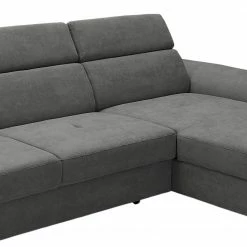 Loftscape Ecksofa Busene I - Microfaser - Microfaser Enza: Dunkelgrau - Longchair davorstehend rechts - Mit Schlaffunktion -Wohnzimmermöbel boutique en ligne 1000266871 210527 11200801251 DETAILS P000000001000266871