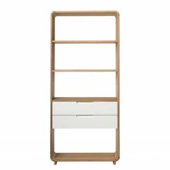 Naturoo Bücherregal Bell - Eiche Furnier - Eiche / Weiß