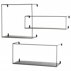 Loftscape Wandregal Kekova (3er-Set) - Metall - Schwarz