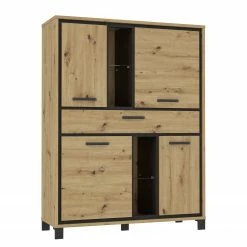Red Living Schrank Egan - Eiche Artisan Dekor / Eiche Schwarz Dekor