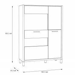 Norrwood Highboard Boyd III - Weiß / Eiche Dekor -Wohnzimmermöbel boutique en ligne 1000270229 210609 06155500131 SKETCH DETAILS P000000001000270229 sketch
