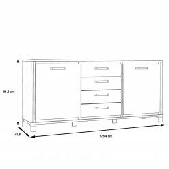 Red Living Sideboard Egan I - Eiche Artisan Dekor / Eiche Schwarz Dekor -Wohnzimmermöbel boutique en ligne 1000270237 210609 06155900194 SKETCH DETAILS P000000001000270237 sketch
