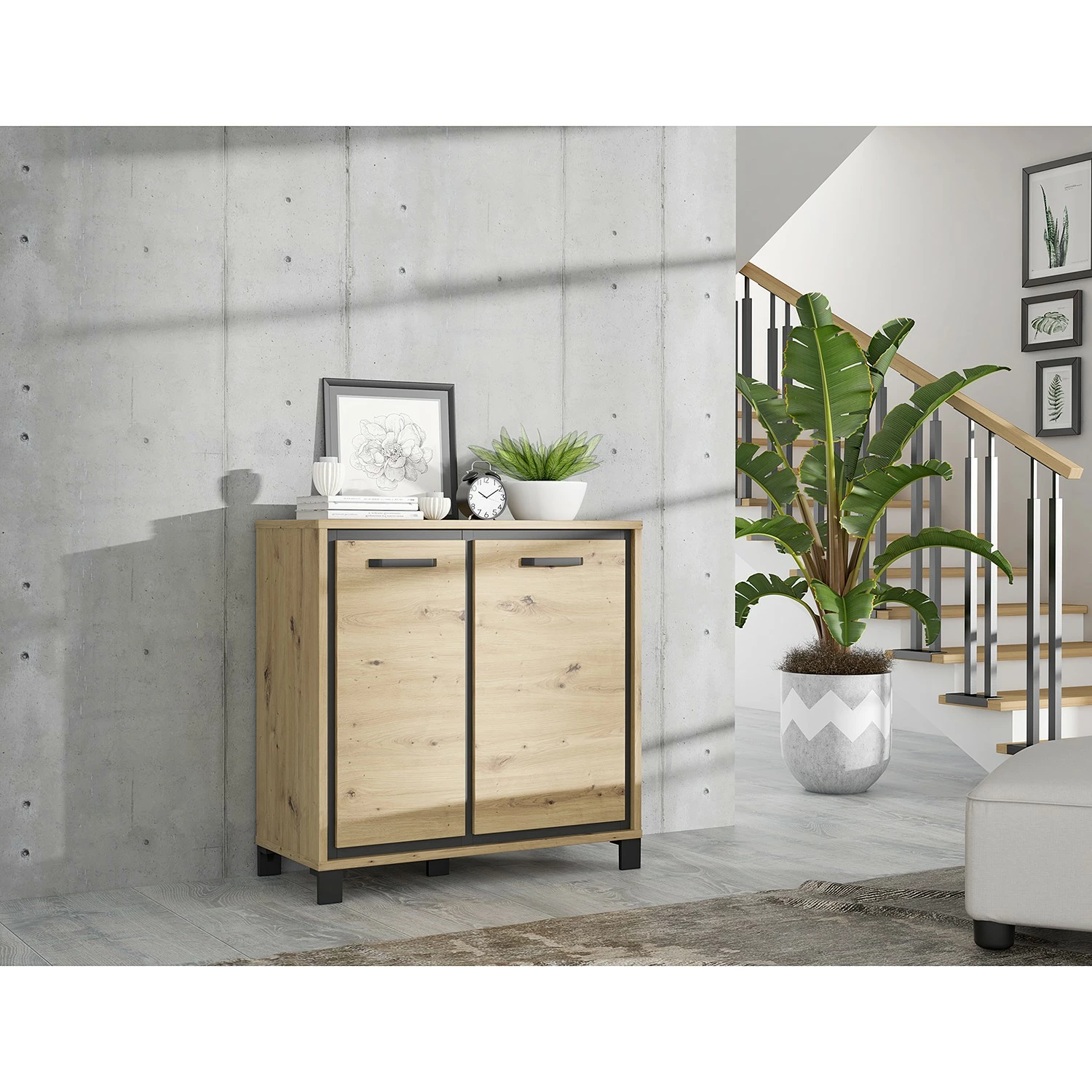 Red Living Kommode Egan I - Eiche Artisan Dekor / Eiche Schwarz Dekor 2 Red Living Kommode Egan I - Eiche Artisan Dekor / Eiche Schwarz Dekor – Bild 2