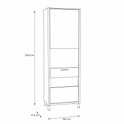 Norrwood Standvitrine Boyd - Weiß / Eiche Dekor -Wohnzimmermöbel boutique en ligne 1000270239 210609 06160000212 SKETCH DETAILS P000000001000270239 sketch