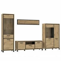 Red Living Wohnwand Egan (4-teilig) - Eiche Artisan Dekor / Eiche Schwarz Dekor -Wohnzimmermöbel boutique en ligne 1000270240 210609 06160000218 DETAILS P000000001000270240