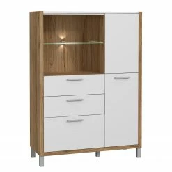 Norrwood Highboard Boyd II - Weiß / Eiche Dekor