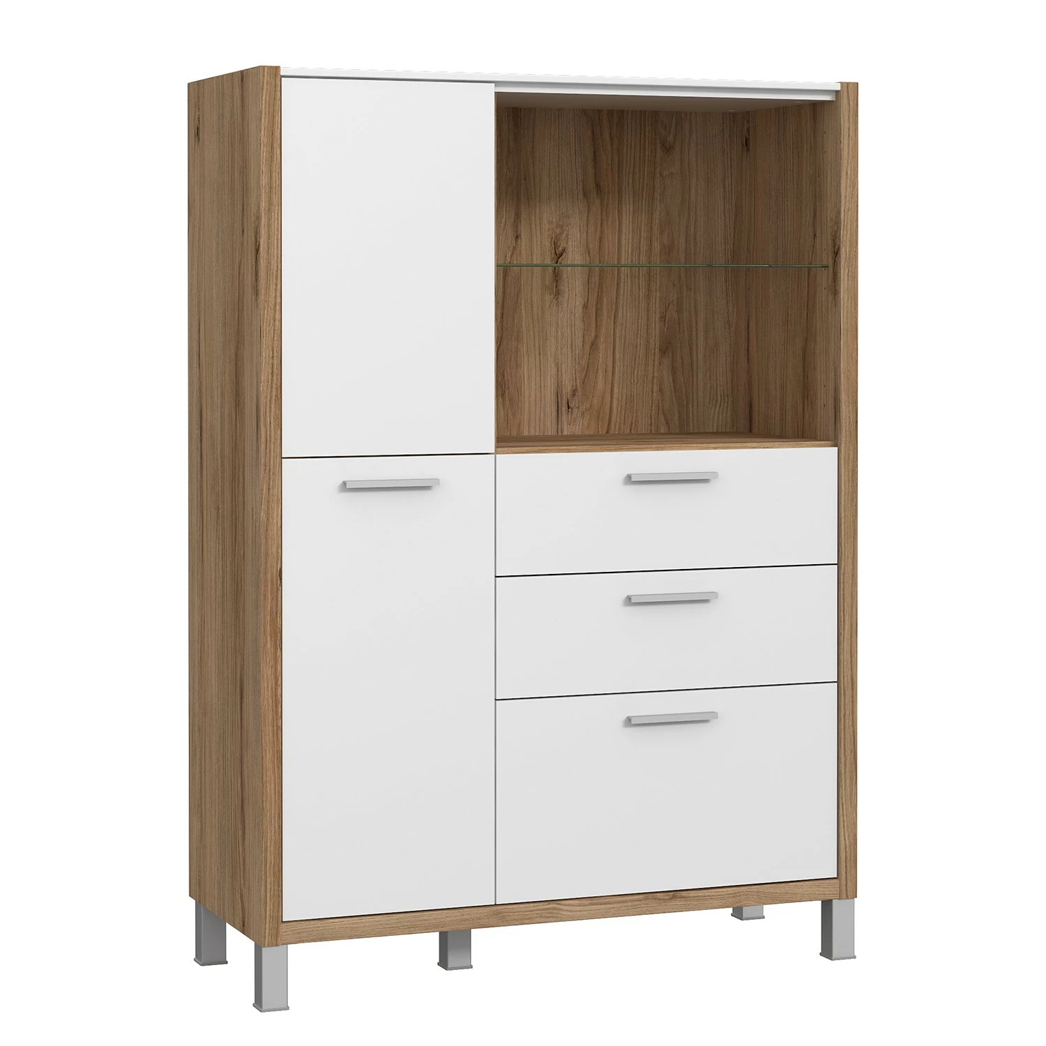 Norrwood Highboard Boyd II - Weiß / Eiche Dekor 6 Norrwood Highboard Boyd II - Weiß / Eiche Dekor – Bild 6