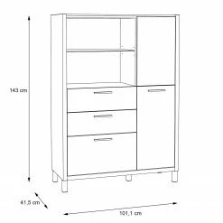 Norrwood Highboard Boyd II - Weiß / Eiche Dekor 19 Norrwood Highboard Boyd II - Weiß / Eiche Dekor -Wohnzimmermöbel boutique en ligne 1000270241 210609 06160100229 SKETCH DETAILS P000000001000270241 sketch