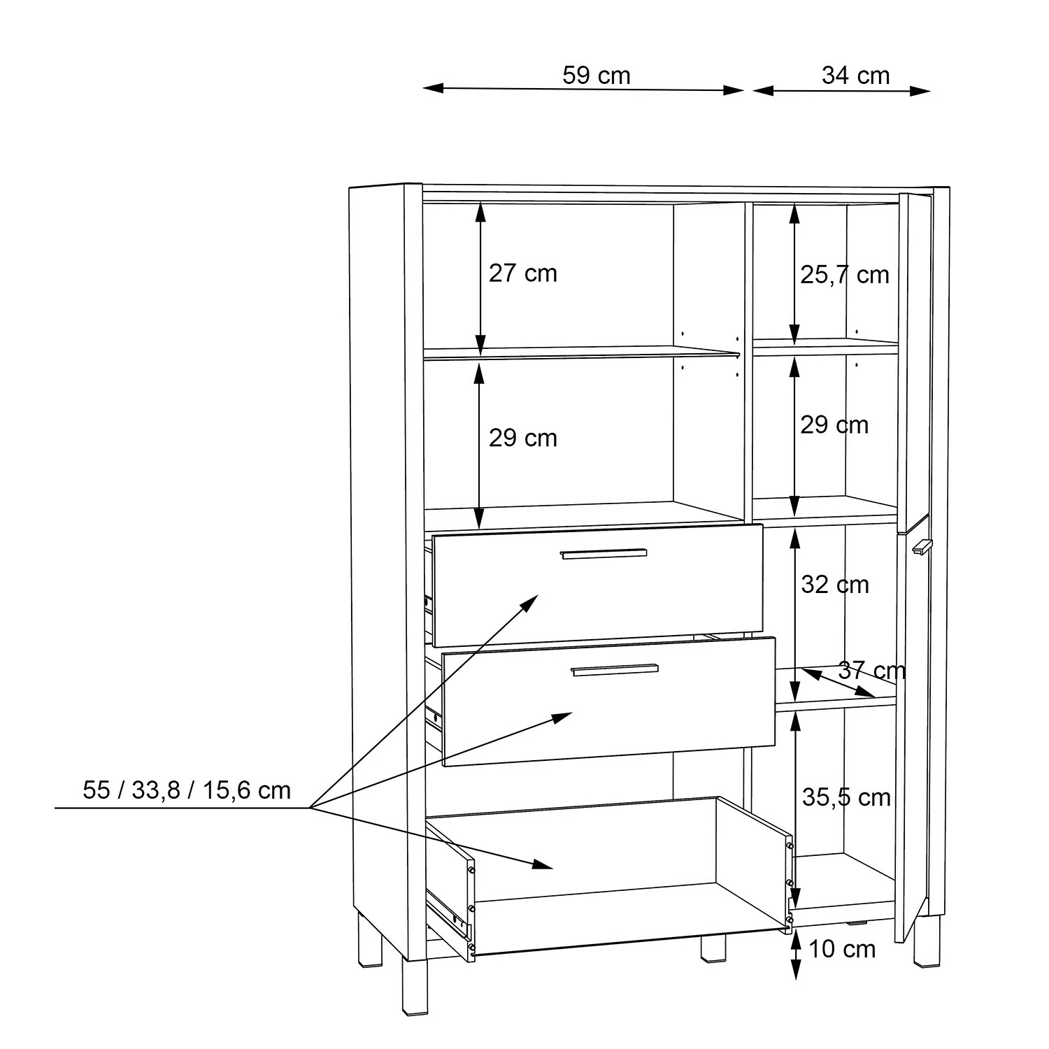 Norrwood Highboard Boyd II - Weiß / Eiche Dekor 10 Norrwood Highboard Boyd II - Weiß / Eiche Dekor – Bild 10