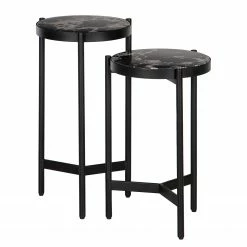 Studio Copenhagen Beistelltisch Abee I (2er-Set) - Marmor Schwarz Dekor / Schwarz