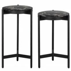 Studio Copenhagen Beistelltisch Abee I (2er-Set) - Marmor Schwarz Dekor / Schwarz -Wohnzimmermöbel boutique en ligne 1000270348 220809 040 DETAILS P000000001000270348
