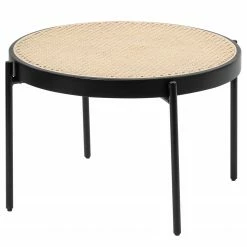 Studio Copenhagen Couchtisch Cyra - Rattan / Metall - Rattan / Schwarz