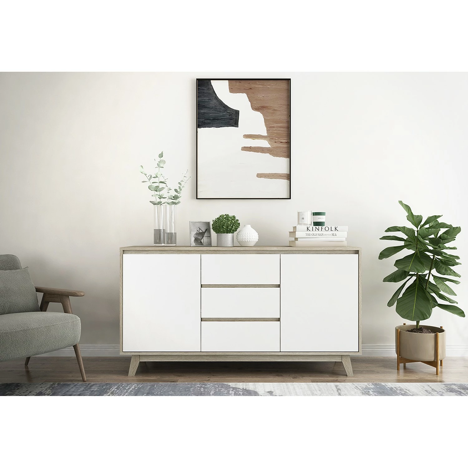 Norrwood Sideboard Jano - Weiß / Eiche Artisan Dekor 4 Norrwood Sideboard Jano - Weiß / Eiche Artisan Dekor – Bild 4