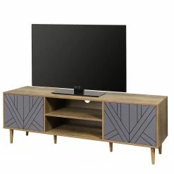 Loftscape TV-Lowboard Jaype - Grau / Wotaneiche Dekor