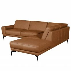 Loftscape Ecksofa Kerman - Echtleder - Echtleder Nadra: Cognac - Ottomane davorstehend rechts - Schwarz -Wohnzimmermöbel boutique en ligne 1000274410 210721 14005000138 DETAILS P000000001000274410
