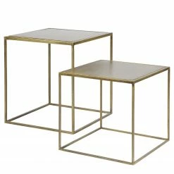 Red Living Beistelltisch Goon (2er-Set) - Metall - Antik Gold