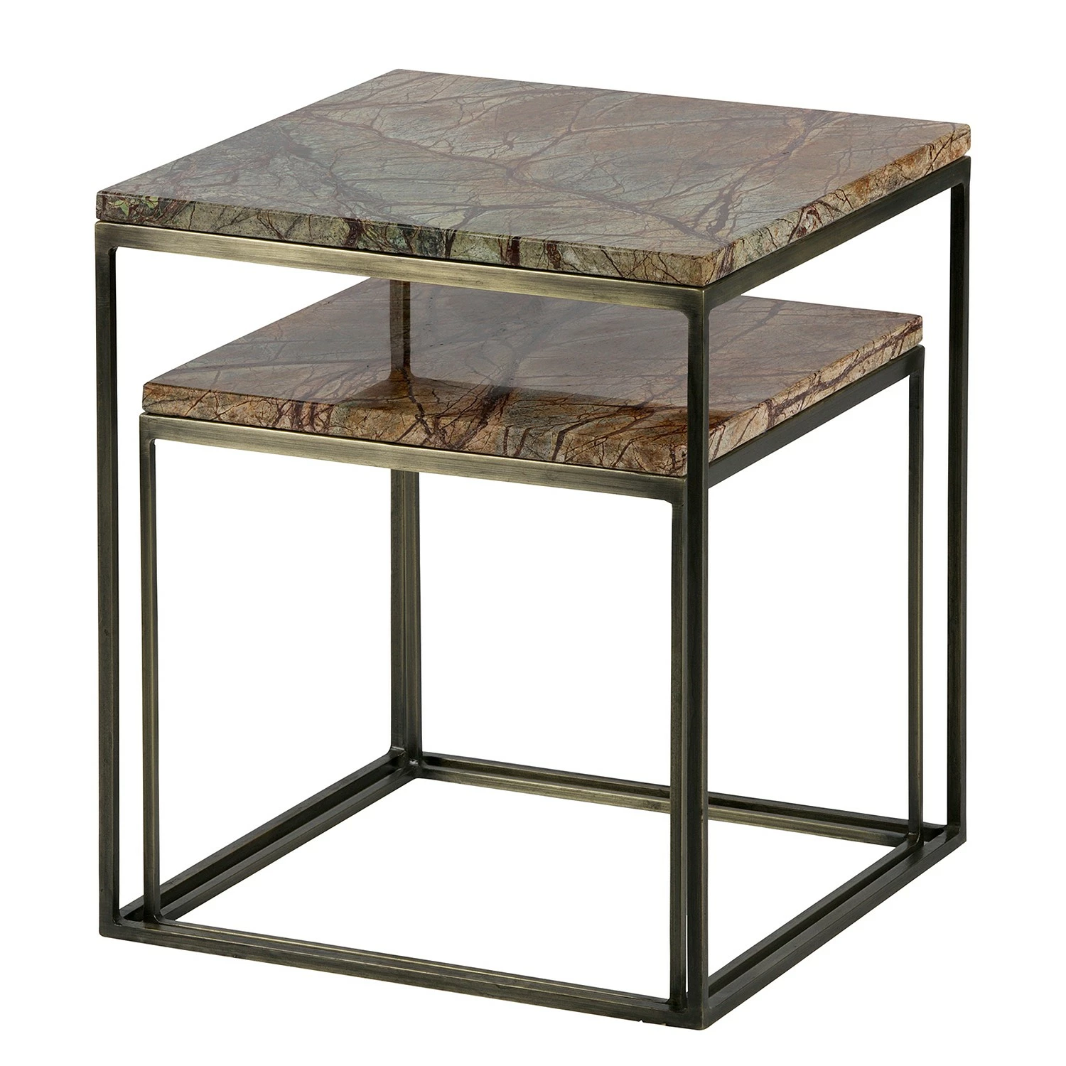 Red Living Beistelltisch Jokela (2er-Set) - Marmor / Metall - Hellbraun 1 Red Living Beistelltisch Jokela (2er-Set) - Marmor / Metall - Hellbraun