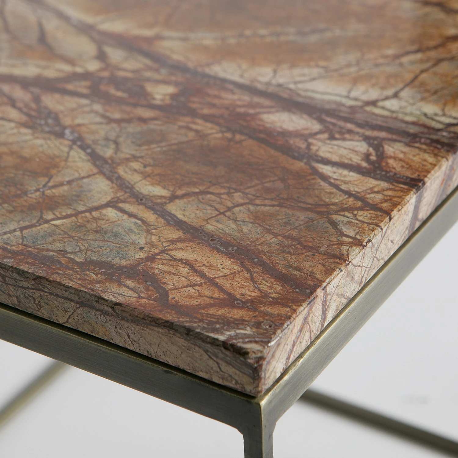 Red Living Beistelltisch Jokela (2er-Set) - Marmor / Metall - Hellbraun 8 Red Living Beistelltisch Jokela (2er-Set) - Marmor / Metall - Hellbraun – Bild 8