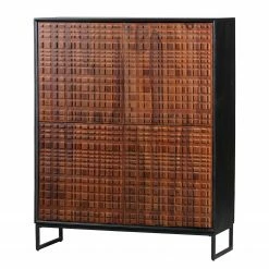 Red Living Highboard Dynk - Sheesham massiv - Sheesham / Schwarz