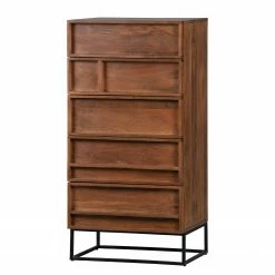 Red Living Kommode Borro I - Mango massiv / Metall - Mango / Schwarz