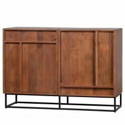 Red Living Kommode Borro II - Mango massiv / Metall - Mango / Schwarz