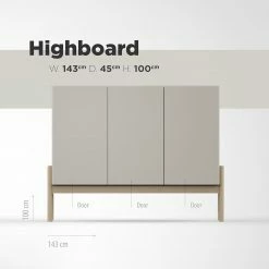Studio Copenhagen Highboard Cooby - Muschelweiß / Eiche Hell -Wohnzimmermöbel boutique en ligne 1000276945 211111 1449020000501 SKETCH DETAILS P000000001000276945 sketch