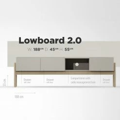 Studio Copenhagen TV-Lowboard Cooby II - Muschelweiß / Eiche Hell -Wohnzimmermöbel boutique en ligne 1000276947 211111 1449030000503 SKETCH DETAILS P000000001000276947 sketch