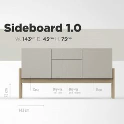 Studio Copenhagen Sideboard Cooby I - Muschelweiß / Eiche Hell 29 Studio Copenhagen Sideboard Cooby I - Muschelweiß / Eiche Hell -Wohnzimmermöbel boutique en ligne 1000276966 211111 1449030000505 SKETCH DETAILS P000000001000276966 sketch