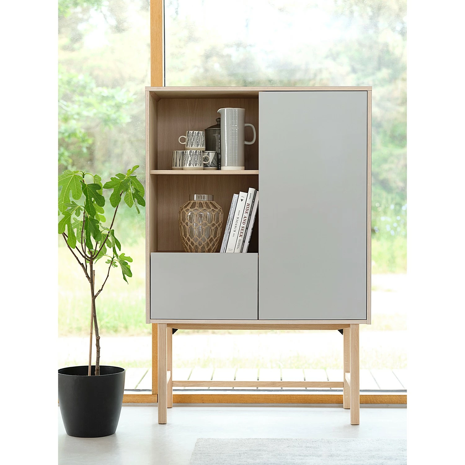 Mørteens Highboard Berri - Grau / Braun 2 Mørteens Highboard Berri - Grau / Braun – Bild 2
