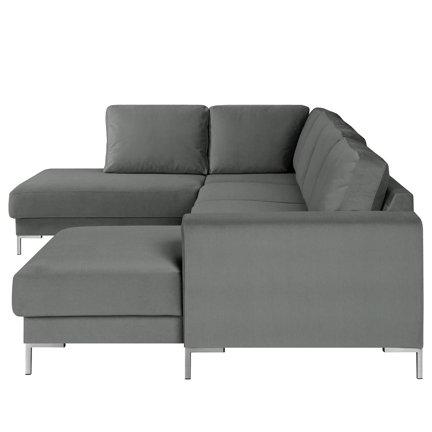 Fredriks Wohnlandschaft Summer Webstoff - Samt Vaia: Grau - Longchair davorstehend rechts / Ottomane links 3 Fredriks Wohnlandschaft Summer Webstoff - Samt Vaia: Grau - Longchair davorstehend rechts / Ottomane links – Bild 3