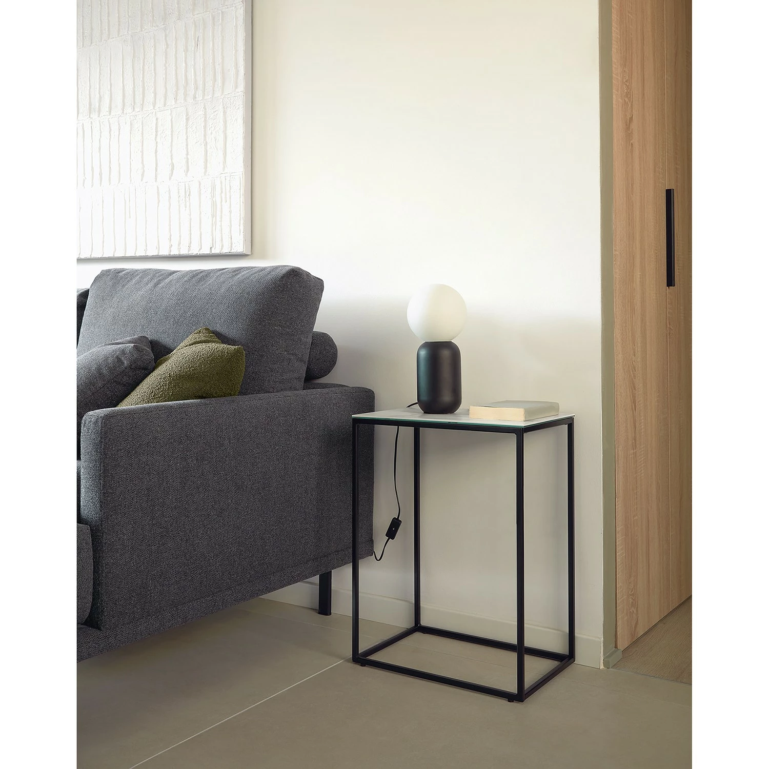 Loftscape Beistelltisch Rachel - Glas / Metall - Marmor Weiß Dekor / Schwarz 2 Loftscape Beistelltisch Rachel - Glas / Metall - Marmor Weiß Dekor / Schwarz – Bild 2