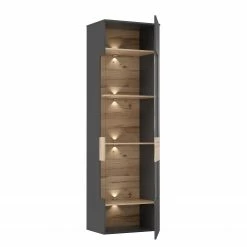 Loftscape Standvitrine Corey - Inkl. Beleuchtung - Eiche Dekor / Grau - Türanschlag rechts -Wohnzimmermöbel boutique en ligne 1000282738 211109 14434900074 DETAILS P000000001000282738