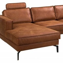 Ars manufacti Ecksofa Hanks - Antiklederlook - Microfaser Yaka: Cognac - Longchair davorstehend links -Wohnzimmermöbel boutique en ligne 1000283536 210817 15274000890 DETAILS P000000001000283536