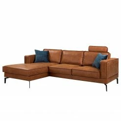 Ars manufacti Ecksofa Hanks - Antiklederlook - Microfaser Yaka: Cognac - Longchair davorstehend links -Wohnzimmermöbel boutique en ligne 1000283536 210817 15274000892 DETAILS P000000001000283536