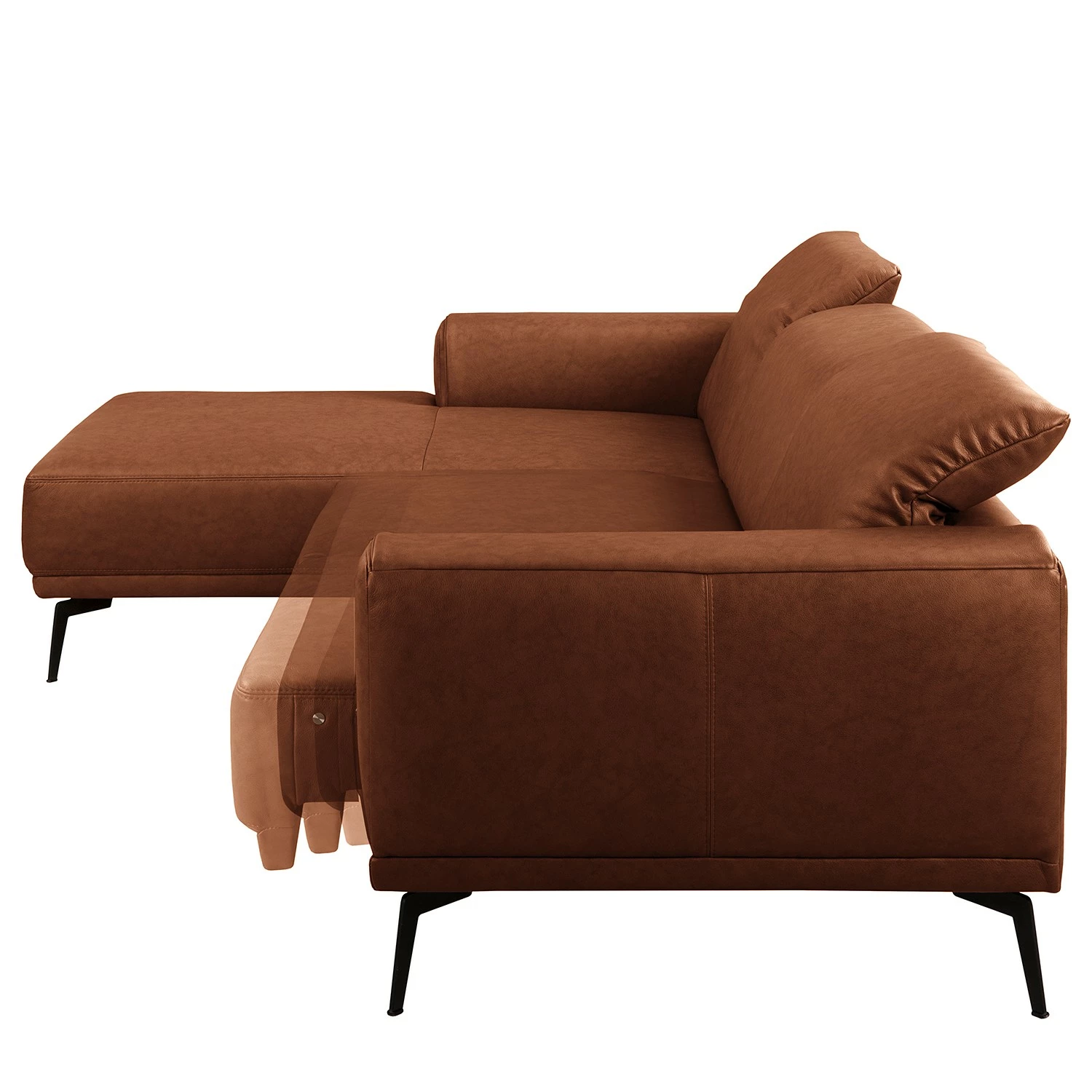 Ars manufacti Ecksofa Kalies - Echtleder - Echtleder Padme: Cognac - Longchair davorstehend links - Sitztiefenverstellung 8 Ars manufacti Ecksofa Kalies - Echtleder - Echtleder Padme: Cognac - Longchair davorstehend links - Sitztiefenverstellung – Bild 8