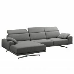 Ars manufacti Ecksofa Muna - Webstoff - Webstoff Arda: Anthrazit - Longchair davorstehend links