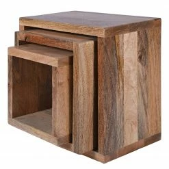 Ars Natura Beistelltisch Troon (3er-Set) - Mango massiv - Mango