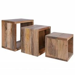 Ars Natura Beistelltisch Troon (3er-Set) - Mango massiv - Mango -Wohnzimmermöbel boutique en ligne 1000283828 211228 120946000054 DETAILS P000000001000283828