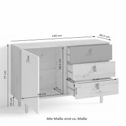 Fredriks Sideboard Bowood I - Eiche Artisan Dekor / Weiß -Wohnzimmermöbel boutique en ligne 1000283829 210805 14243400060 SKETCH DETAILS P000000001000283829 sketch