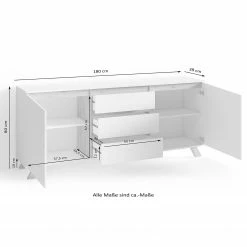 Norrwood Sideboard Rautha - Matt Weiß / Eiche Dekor - Breite: 180 cm -Wohnzimmermöbel boutique en ligne 1000283831 210805 14243500072 SKETCH DETAILS P000000001000283831 sketch