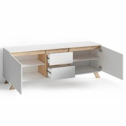 Norrwood TV-Lowboard Rautha - Matt Weiß / Eiche Dekor -Wohnzimmermöbel boutique en ligne 1000283862 210805 14244200265 DETAILS P000000001000283862