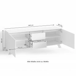 Norrwood TV-Lowboard Rautha - Matt Weiß / Eiche Dekor -Wohnzimmermöbel boutique en ligne 1000283862 210805 14244300266 SKETCH DETAILS P000000001000283862 sketch